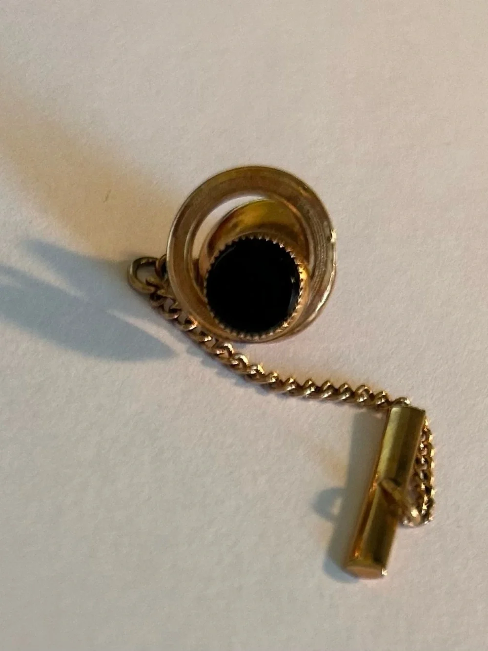 Vintage Gold-tone Tie Tack with Black Center